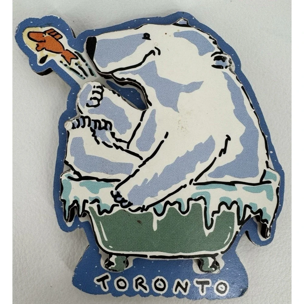 Toronto Polar Bear Bathtub Souvenir Fridge Magnet Vintage Wooden Travel Magnet C